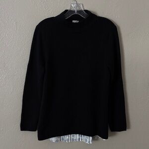 Chico's Women’s Black Knit Mock Sweater With Blouse Back Chicos Size 1/Medium